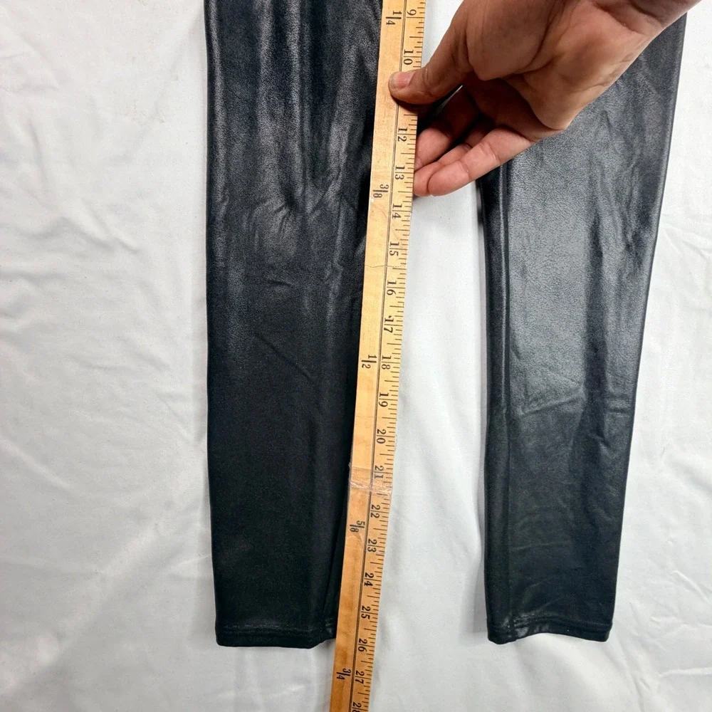 Spanx Faux Leather Leggings Black High Waist Shaper Pants Large 20110R